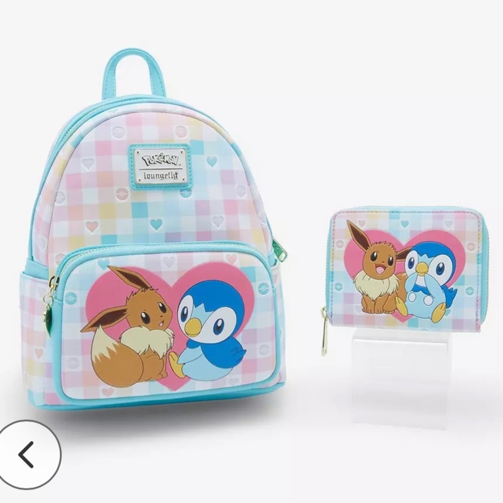Piplup and eevee loungefly backpack set with wallet